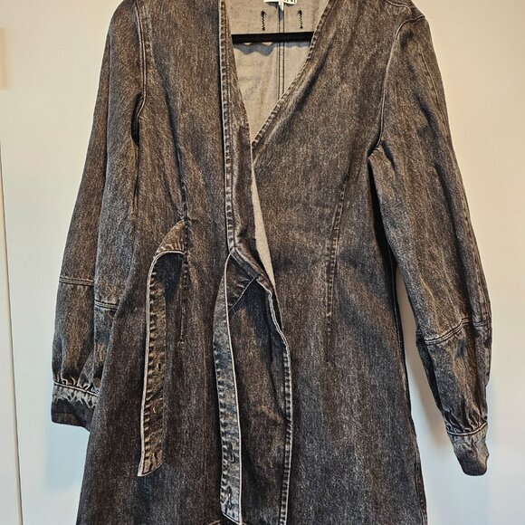 GANNI Acid Wash Denim Wrap Dress - Picture 12 of 13